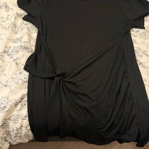 Black Short Sleeve Dress with Knot Detail